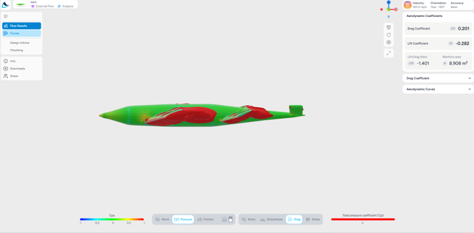 Drag visualization on Aether eVTOL
